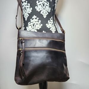 Genuine Leather Brown Crossbody Bag